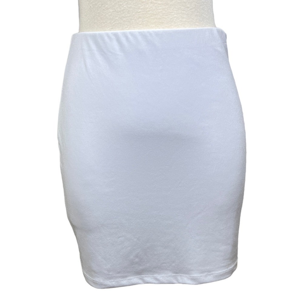 Nordstrom Leith Mini Skirt Bodycon White Size M Lined Stretch Knit